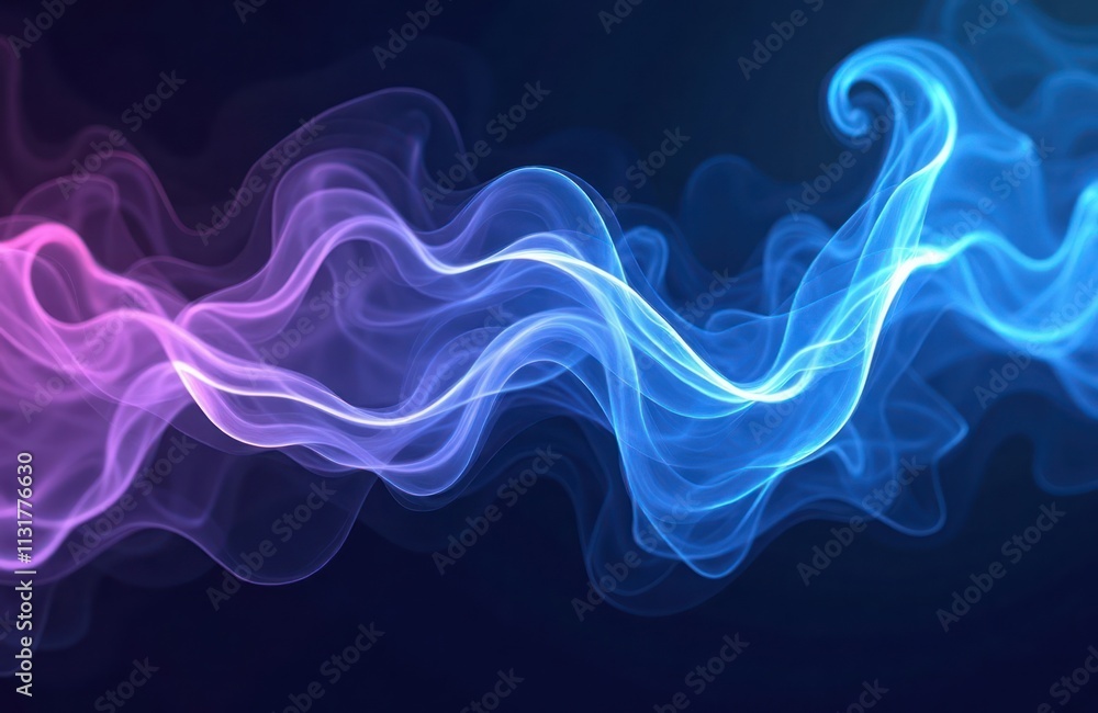 Aufkleber electric blue, purple swirling smoke lines create dynamic abstract pattern on dark background. intri