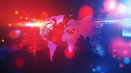 Obraz premium Abstract digital world map with colorful lights
