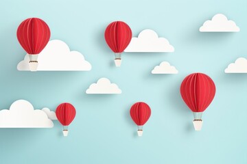 Fototapeta premium Floating hot air balloons aircraft transportation celebration.