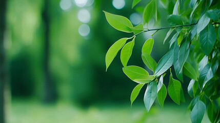 Fototapeta premium Close-up of green leaves in a lush forest setting, embracing the natural serenity.