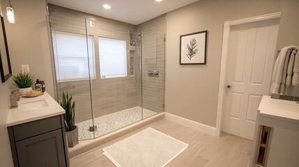 Fototapeta premium Sleek Contemporary Bathroom Design with Modern Features