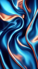 Obraz premium Abstract blue and orange swirling silk fabric texture.