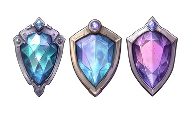 Fototapeta premium Colorful Shields on Transparent Background