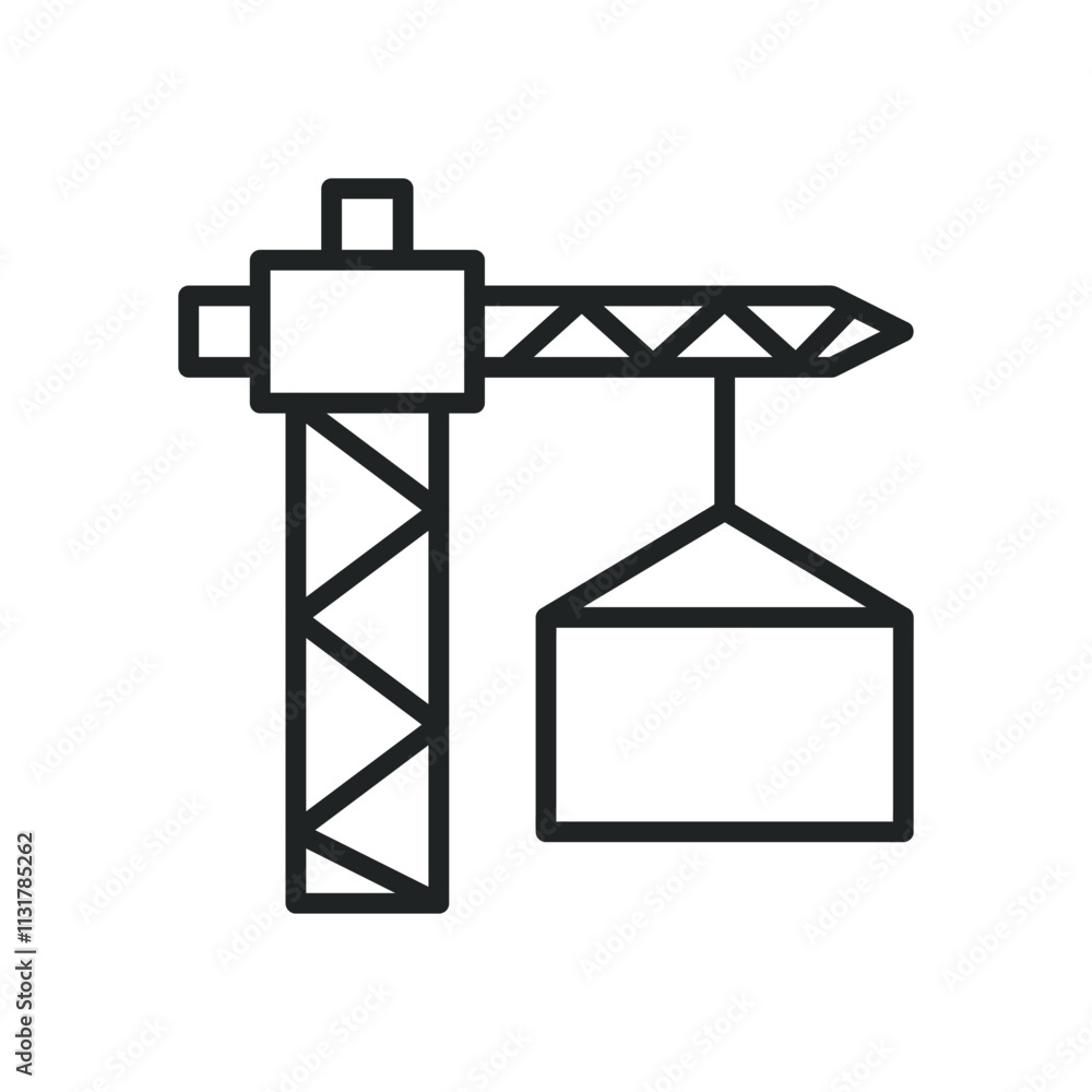 Poster crane thin line icons. editable stroke and perfect pixel on transparent background