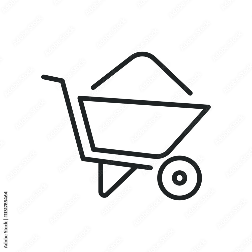 Poster wheelbarrow thin line icons. editable stroke and perfect pixel on transparent background