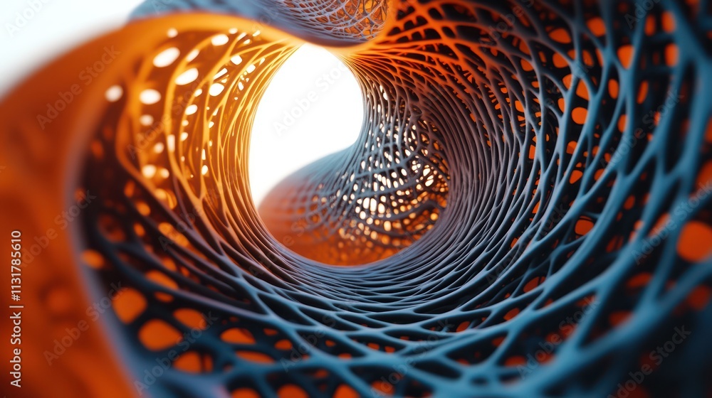 Poster abstract 3d structure with intricate patterns and light