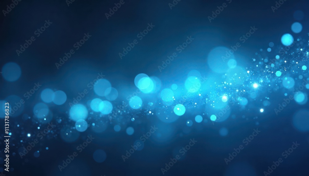 Poster abstract blue glow background features light blue bokeh circles. dynamic light patterns create moder