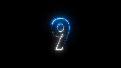 Glowing neon countdown number illustration 4k.