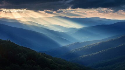 Fototapeta premium Breathtaking mountain sunrise appalachian mountains landscape photography natural beauty panoramic view tranquil atmosphere