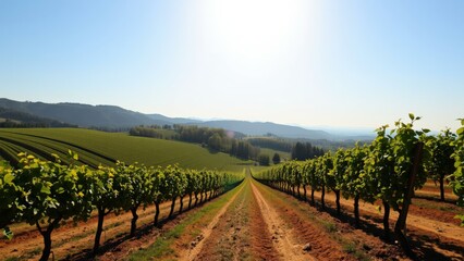 Obraz premium Sunny Vineyard Landscape: Perfect for Wine Enthusiasts and Nature Lovers