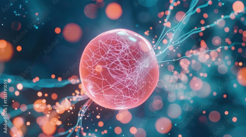 Poster big data flowing within a glass sphere forms a complex network of connections, surrounded by dynamic