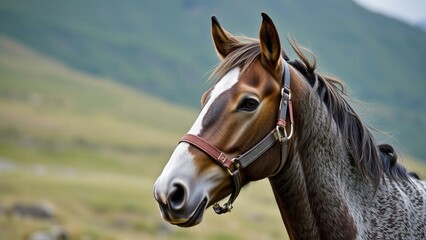 Obraz premium Equestrian Majesty: A Majestic Horse in the Wilderness, Perfect for Nature and Adventure Lovers