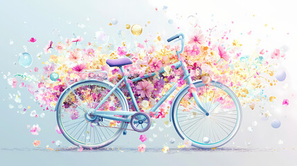 Fototapeta premium flowers stylized bicycle