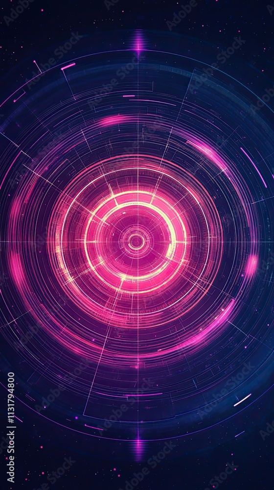 Poster abstract neon circular technological design pattern