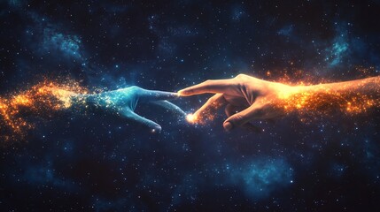Fototapeta premium Cosmic Connection: A Celestial Handshake Across the Universe