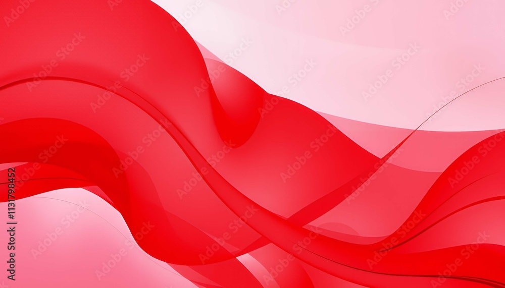 Poster abstract red and pink wave design: fluid swirls of color and light