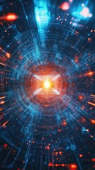 Obraz premium Abstract Digital Tunnel Of Light And Data Streams