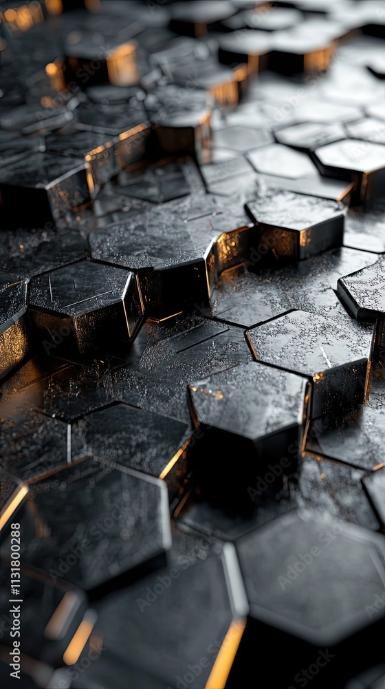 Poster abstract hexagonal pattern dark metal surface
