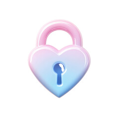 Colorful heart lock, symbolizing love and security, on a white isolate background.