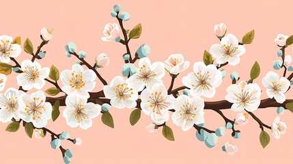 Obraz premium Floral illustration of cherry blossoms spring inspiration with pastel hues