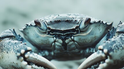Intriguing Close-Up of a Crab with Its Eyes Wide Open, Showcasing Intricate Details of Its and Claws, Capturing the Essence of Marine Life and the Beauty of Coastal Ecosystems