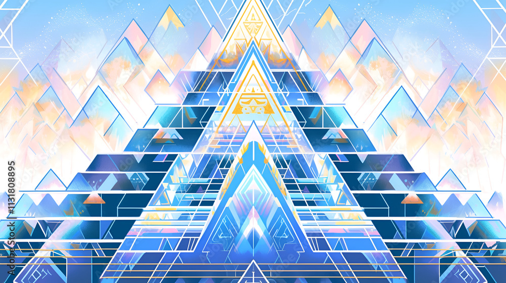 Sticker Abstract Geometric Mountain Pyramid Artwork Design