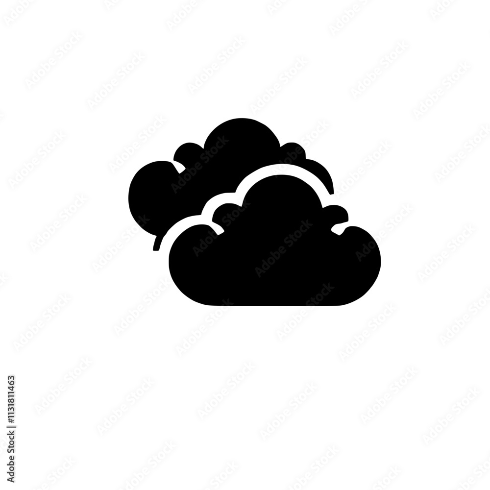 Poster cloud computing icon: simple yet powerful, this black and white icon visually represents cloud compu