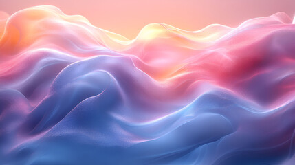 Fototapeta premium Abstract Pastel Waves Digital Art Landscape