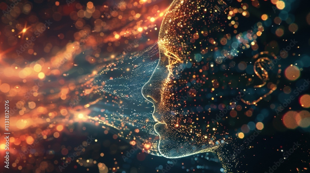 Aufkleber artificial intelligence is processing big data transforming a stream of information into a human fac