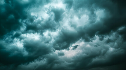 Obraz premium Overcast sky with dark clouds threatening rain, gloomy weather, moody atmosphere