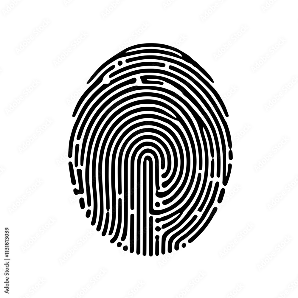 Poster fingerprint: a unique and intricate fingerprint pattern, isolated on a clean background, symbolizes 