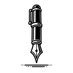 Fototapeta premium Classic Fountain Pen Illustration: A vintage-style illustration of a fountain pen, featuring a classic design with a nib and cap, perfect for projects related to writing, literature, education.