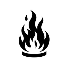 Fiery Icon: Black and White Flame Symbol 