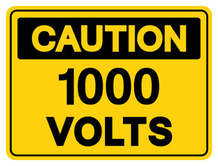 Fototapeta premium Caution 1000 Volts Tag Symbol Sign,Vector Illustration, Isolate On White Background Label. EPS10