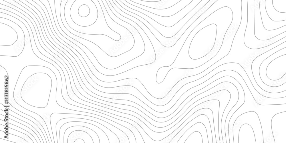 Fototapete  Abstract lines background. Contour maps. Topo contour map on white background. Abstract background with waves Geographic mountain relief.