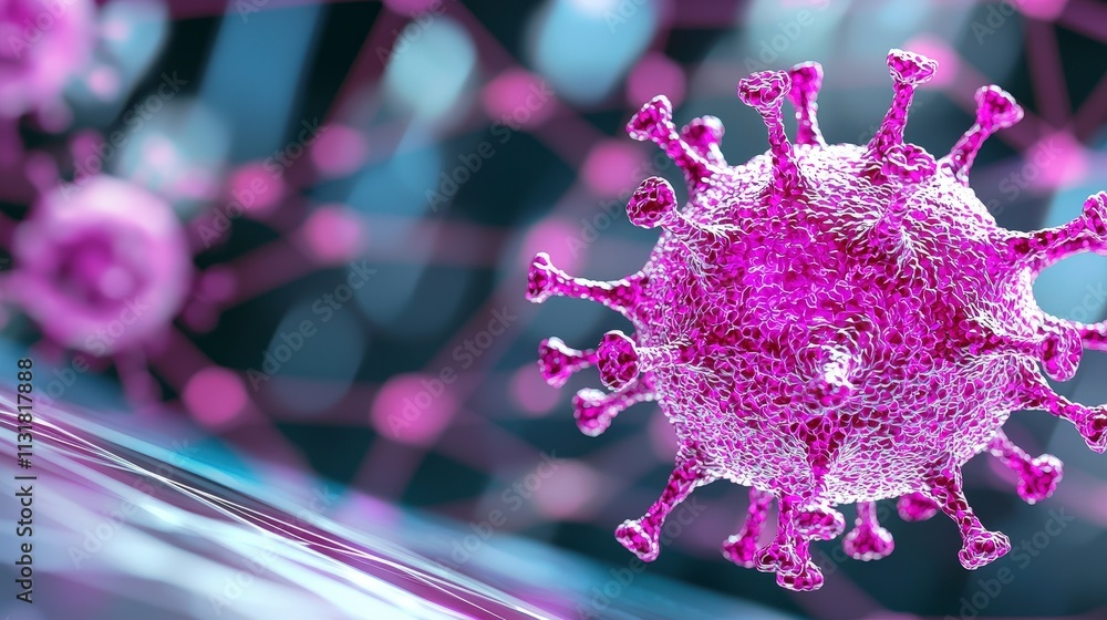 Poster microscopic influenza virus 3d render of a pathogen