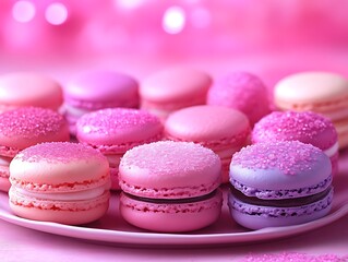 Obraz premium Pink and Purple Macarons Sweet Treats Delightful Dessert