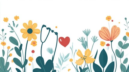 Embrace Wellness: Flowers, Heart, and Stethoscope Design
