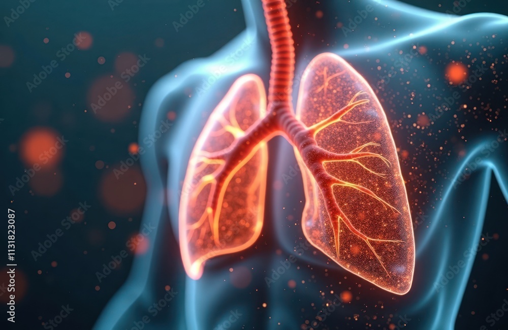 Aufkleber abstract ai generated lungs anatomy. detailed illustration of respiratory system. lungs structure wi