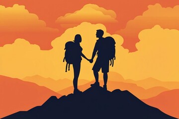 Fototapeta premium Climbing Hiking Teamwork