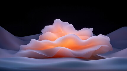 Abstract 3D Render  Soft  Wavy Forms in Pastel Hues