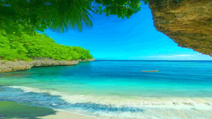Obraz premium Secluded tropical cove, turquoise water