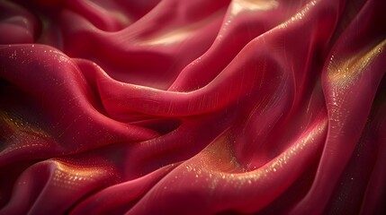 Obraz premium Red fabric with gold shimmer, draped and textured.