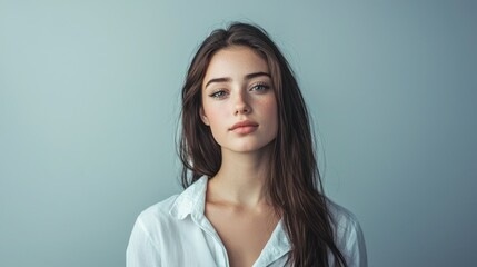 Obraz premium Studio portrait of a confident woman standing in front of a plain background
