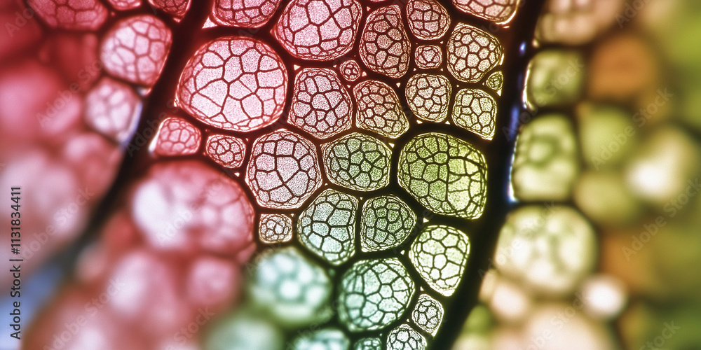 Aufkleber microscopic view of colorful cellular structures