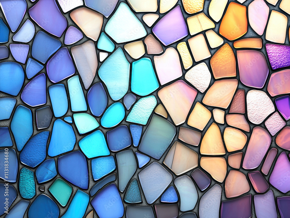 Poster mosaic texture stained glass colorful mosaic glass pattern with various shades and shapes creating a