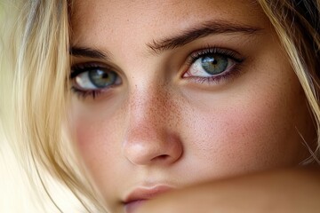 Fototapeta premium A beautifully detailed close-up of captivating eyes, unveiling subtle thoughts and emotions, portrayed through rich textures and intricate expressions.