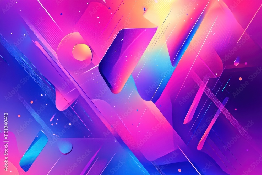 Aufkleber abstract vibrant gradient background with geometric shapes and dynamic lines.