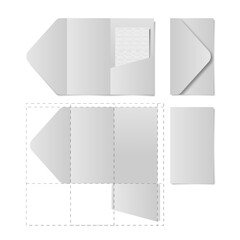 Obraz premium PAPER MOCKUP 55 blank envelope design template with cutting and folding guide