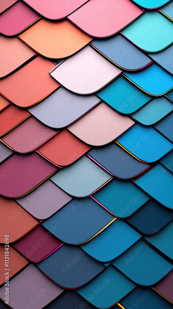 Poster mosaic texture stained glass colorful overlapping scales create a vibrant textured pattern.